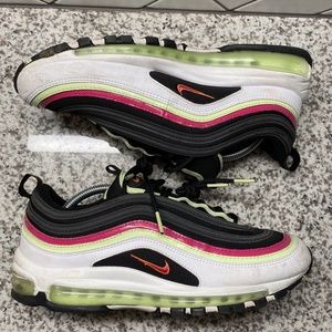 Nike Air Max 97 “World Tour” White Fireberry Black Shoes [DD9534-100] Men Sz 10